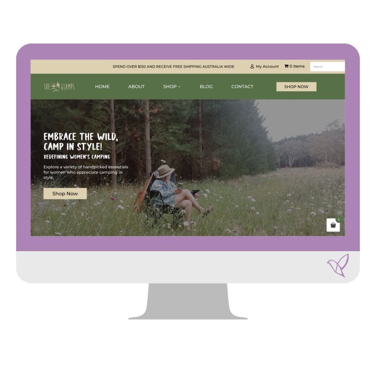 She Glamps website designed by Hatched Designs