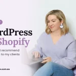 WordPress vs Shopify: Carly from Hatched Designs working on a laptop